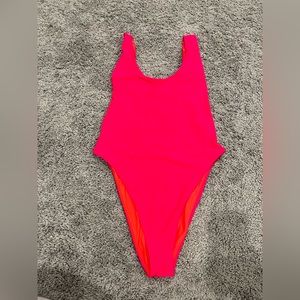 Aerie Neon Pink High Leg Long One Piece